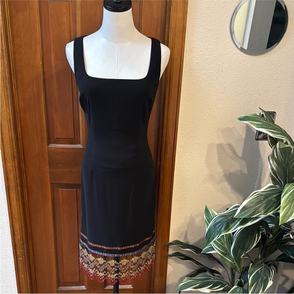 ABS Allen Schwartz Black Dress 2 Beaded Vintage Y2K 2000s